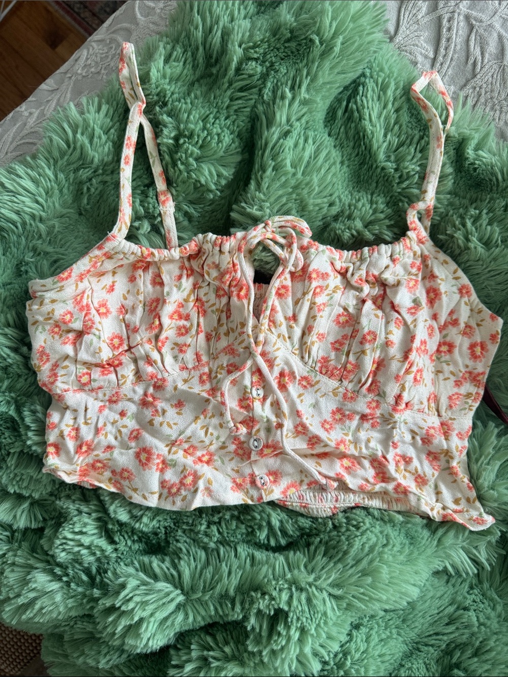 Billabong White Cami Top with Coral Floral Print